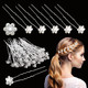 Elegant Pearl Flower Rhinestone Hairpin Clips